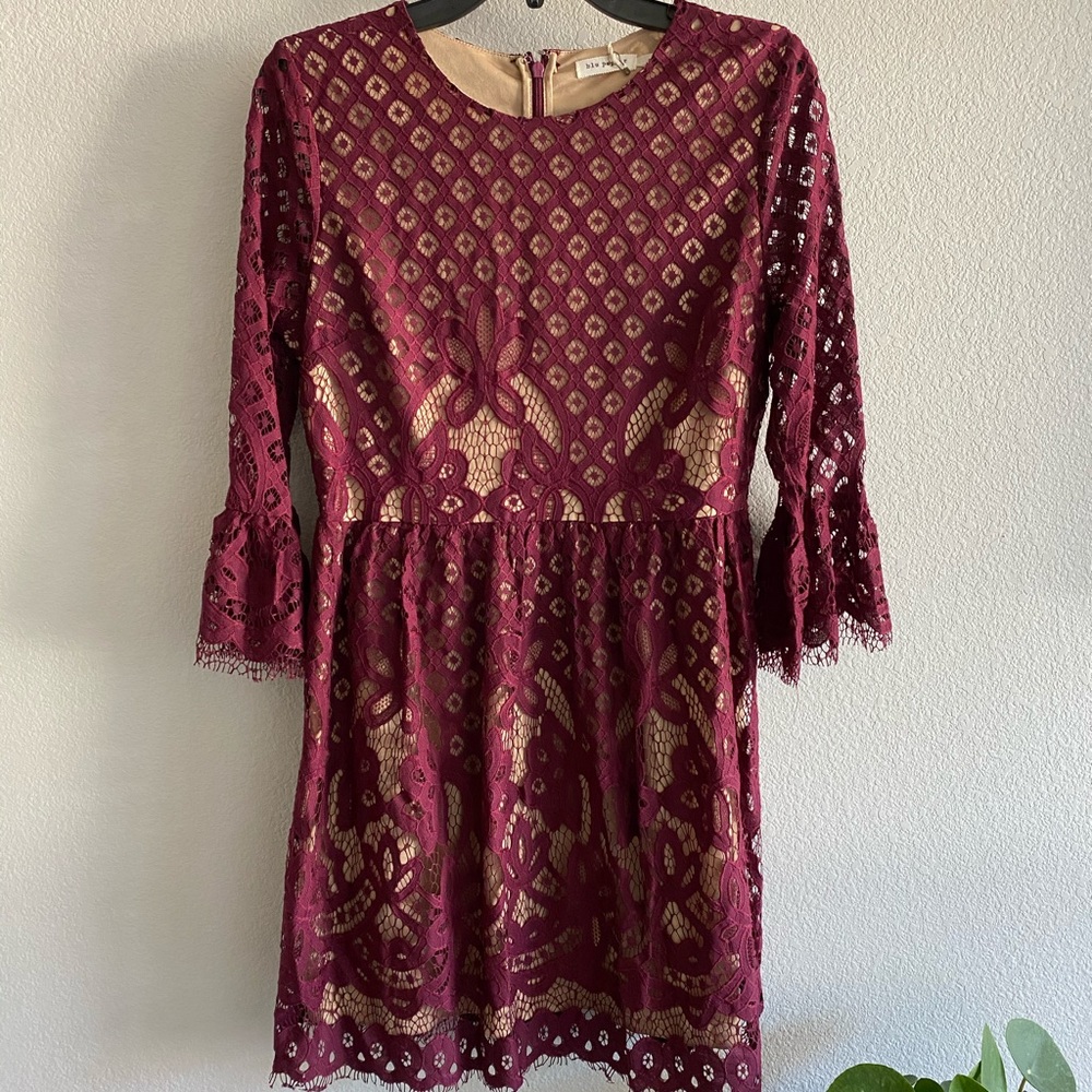 Blu Pepper Bell Sleeve Lace Dress